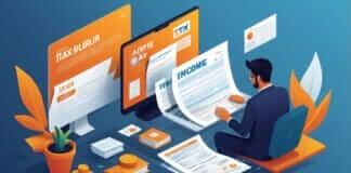 Income Tax Return Kaise File Kare Online – Step by Step Guide 2025 Featured image showing Income tax return kaise file kare online in India for 2025 with PAN, Aadhaar, and laptop illustration
